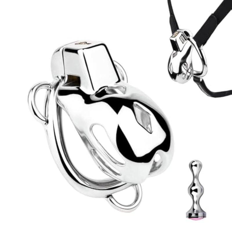 Wearing Chastity Cage Male Sex Toys With Adjustable Belt And Anal Plug Stainless Steel Cock Cage Penis Lock Sm Fetish Device For Mens (49Mm)