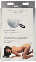 White Fluffy Bunny Tail Anal Plug