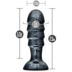 Jet Bruiser - 7 1/2 Inch Oversized 2.25" Thick Ridged Probe Tapered Ribbed Suction Cup Anal Butt Plug Sex Toy For Partner Play - Adult Toys For Couples - Carbon Metallic Black