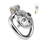 Male Chastity Cage With Catheter And Urine Tray Steel Cock Cage With Heart Shaped Cage Body And Curved Rings Sex Toys Metal Chastity Device With Concealed Lock For Man Penis Restraints (1.96In,A)