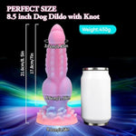 Monster Dildo, 8.5Inch Fantasy Realistic Dog Dildos With Knot Luminous Silicone Thick Pink Anal Dildo Adult Sex Toys With Suction Cup For G Spot Women Men Couple Strap On Play
