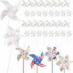 48 Pack DIY Paper Pinwheels for Kids, Color Your Own Blank Summer Windmills