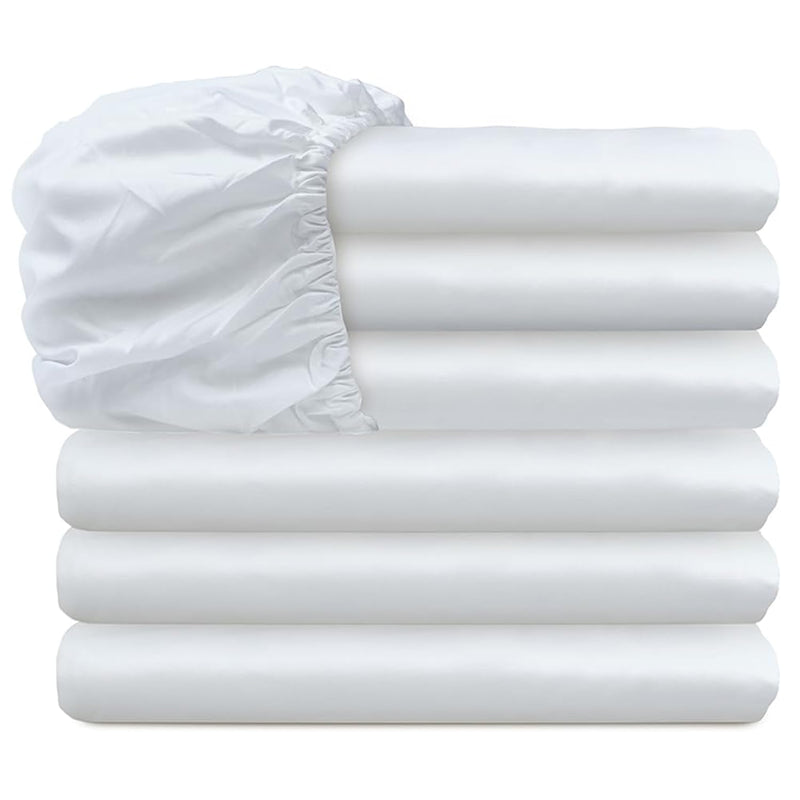 King Size Fitted Sheets Only - Deep Pocket White Sheets Bulk 6 Pack For Home,