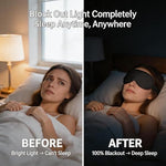Silk Sleep Mask, Adjustable Soft Eye Cover for Comfortable Sleep & Naps, Pressure-Free, Machine Washable - Black