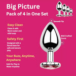 4-Piece Pink Stainless Steel Anal Plug Set – Smooth, Polished Metal In Xs, S, M, And L – Comfortable Tapered Design With Flared Base For Safety