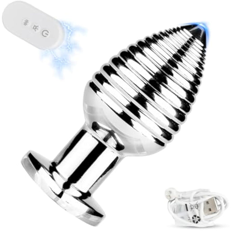 Anal Vibrator Sex Toys Buttplug,With App Remote 10 Vibrating Modes Progressive Threaded Vibrating Butt Plugs Dildo Flashing Lights Base Trainers For Men And Women Prostate Massager