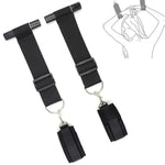 Door Sex Swing Straps Hanging Wrist Cuffs Adjustable Bondage Restraints BDSM Kit with Plush Leather Couple Handcuffs Bondage Gear Accessories for Kinky Couples (Black)