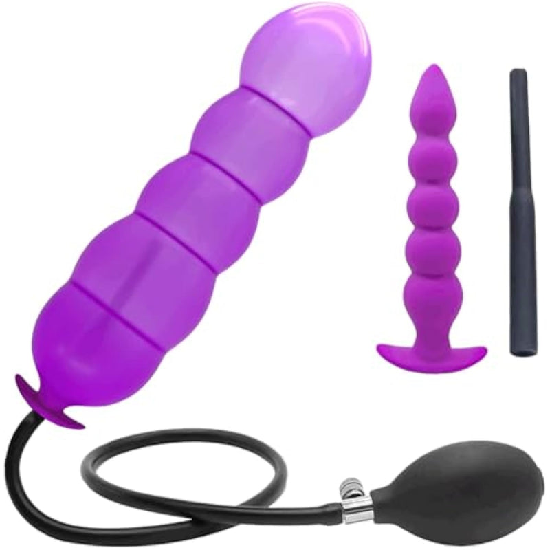 G Spot Anal Dildo Silicone Inflatable Butt Plug, Sex Toys With Quick Release Valve Stretch For Women Men Plug Anal Purple Style A