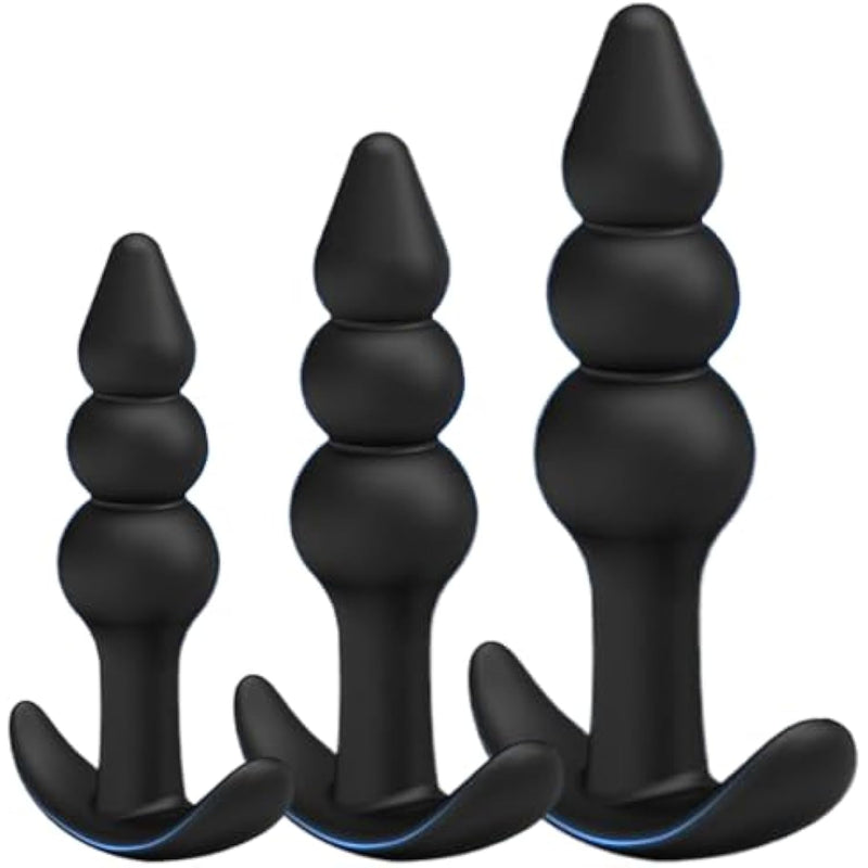 Anal Butt Plug Set For Comfortable Long-Term Wear 3Pcs Silicone Anal Sex Toys With Flared Base Anal Butt Trainer Kit Prostate Massage For Men And Women (Black)