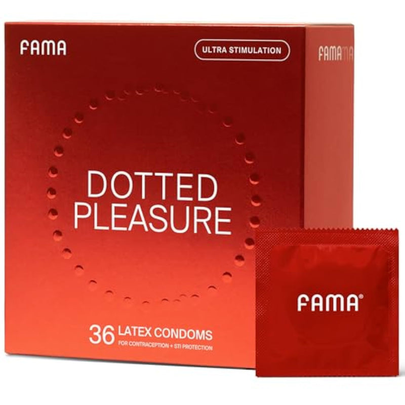 Natural Lubricated Dotted Condoms for Enhanced Sensation, 36 Count