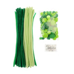 300pcs Craft Pack Green Mix Pipe Cleaners Pompoms Googly Eyes Set Arts and Crafts School Supplies
