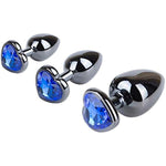 3 Pcs Heart Shaped Stainless Steel Anal Butt Plugs Anal Trainer Sex Toys, Personal Massager For Unisex Masturbation (3 Different Sizes Plug)