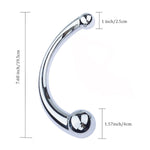 G-Spot Massage Double-Ended Dildo, Stimulate Fetish Anal Plug Dildo Metal Curved Dual Ended Masturbation Sex Toy For Couple, Large