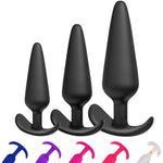 Anal Butt Plug Training Kit – 3 Sizes (Small, Medium, Large), Silicone, Waterproof, Flexible & Body-Safe, Beginner To Advanced Butt Plug Trainer Set (Black)