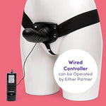 Perfect Partner Vibrating Strap On Dildo - 6 Inch Realistic Strap On For Pegging - Thick Elastic Waistband Holds Wired Remote Control - 3 Speeds & 7 Vibration Patterns - Black