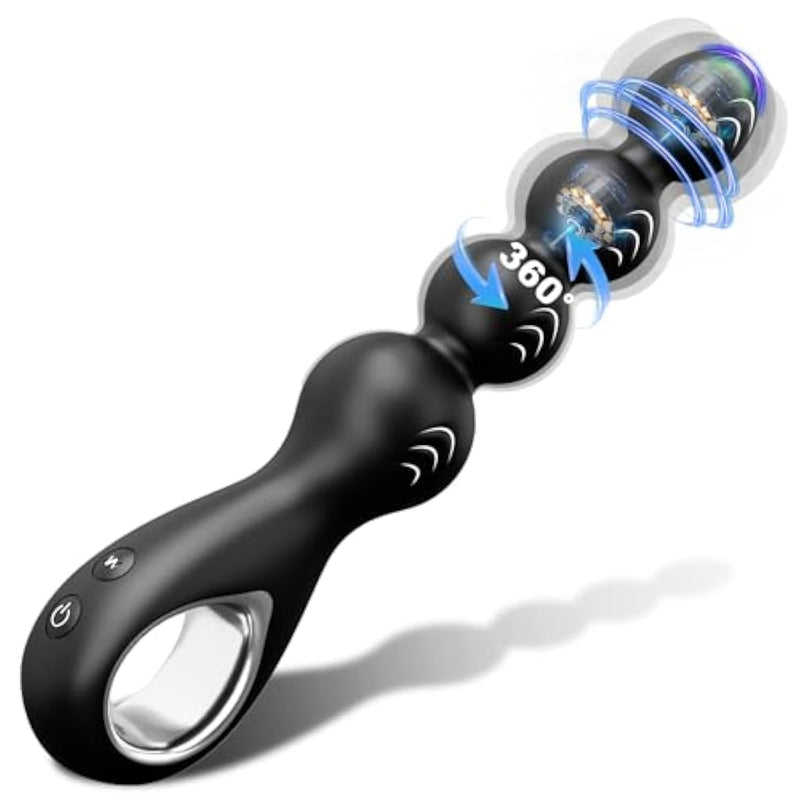 Vibrating Anal Beads Anal Plug With 10 Vibration & Rotation Modes For Beginner, Vibrating Butt Plug Male Prostate Massager Anal Wand With Pull Ring Design, Prostate Vibrator Dildo For Men Women Couple