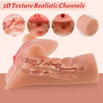 Realistic Male Masturbator Stroker with Dual Vaginal and Anal Passages for Men's Pleasure