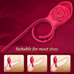 Vibrating Cock Ring Sex Toys - Adjustable Penis Ring With Rose Clitoral Stimulator Couples Vibrator, 9 Vibration Modes Adult Toys For Men Women, Rose Sex Toy Vibrators For Anal Nipple