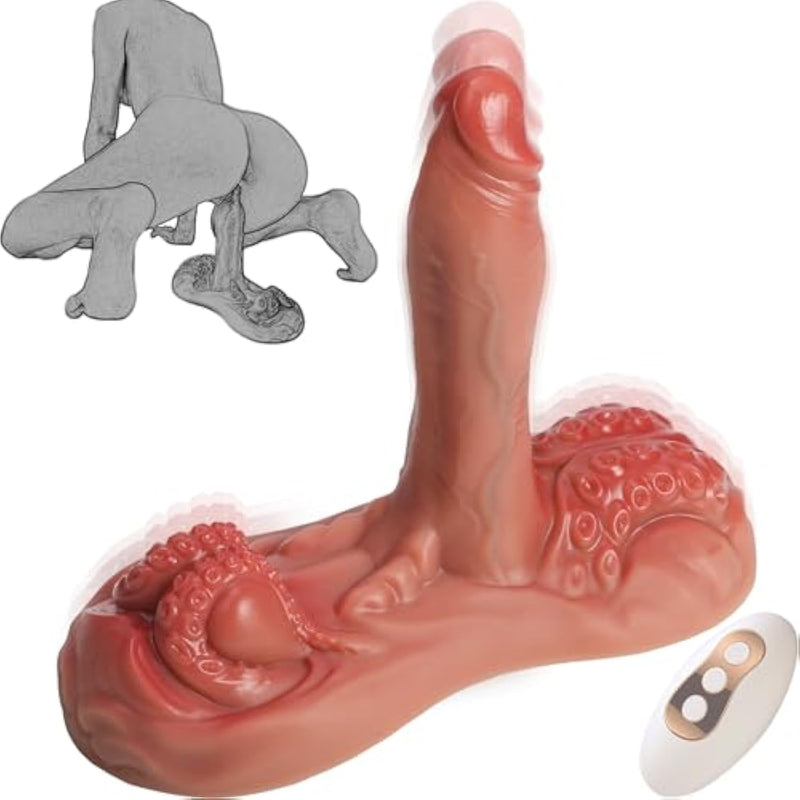 4 In 1 Sit And Ride Monster Dildo Vibrator For Women, Men & Couples, Heating, 7 Vibration & Thrusting Modes, Suction Cup Dildo With 10 Vibrating Seat Cushion, Hands-Free Remote Control Adult Sex Toy