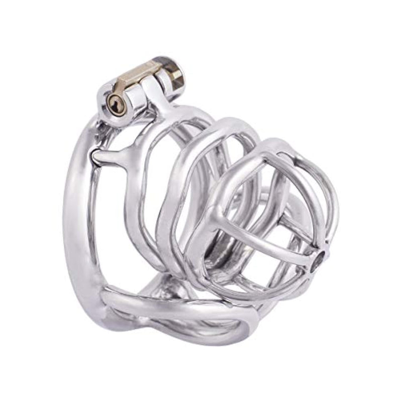 Steel Chastity Cage With Ergonomic Design Splitter Base Ring For Male Sm Penis Exercise Sex Toys B245 (1.77 Inch / 45Mm)