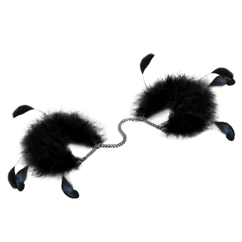 Si Za Za Zu Feather Handcuffs – Adjustable Soft Feather Cuffs With Chain For Couples – Sensual Restraint Play & Bondage – Elegant & Comfortable
