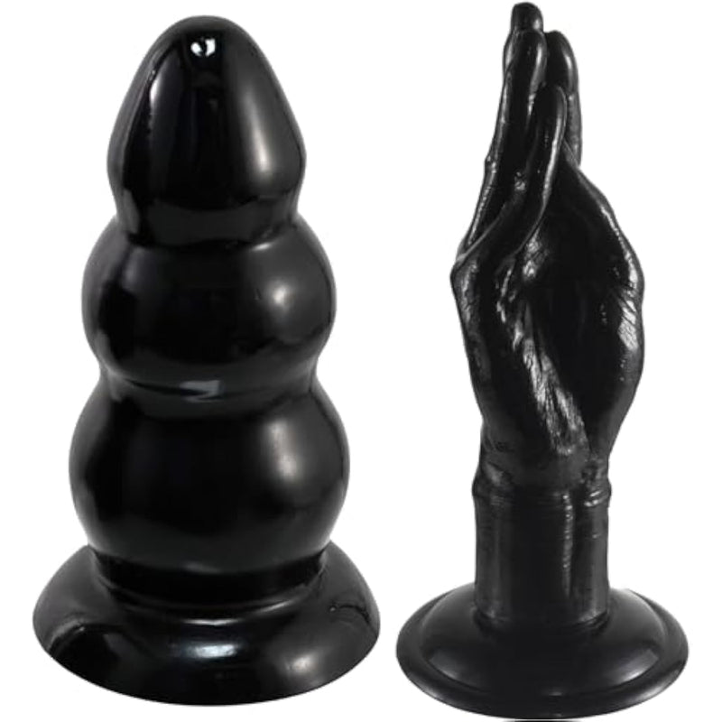 8.66'' Extra Huge Thick Wide Girth Butt Plug & 9.45'' Black Realistic Hand Big Dildo Anal G-Spot Sex Toys For Women Men