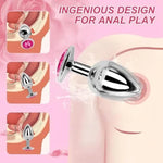 Butt Anal Plug Trainer Kits, 3Pcs Metal Butt Anal Plugs Massage Anal Trainer Toys For Couple Games, 3 Sizes With Pink Crystal Jewels