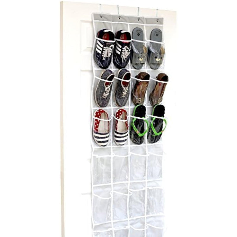 24 Pockets - Simplehouseware Crystal Clear Over The Door Hanging Shoe Organizer,