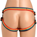 Strap-U Ride The Rainbow With Universal O-Ring That Fits Any Strap-On Dildo. Pegging Toys Sex Harness For Women. Machine Washable, Vegan Leather & Nylon, 56 Waist, Rainbow
