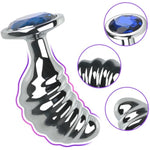 Metal Curved Thread Anal Plug With Jeweled Base For Prostate Massage G-Spot Stimulation Adult Unisex Sex Toy (S)