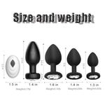 Vibrating Anal Plug Butt Set - 4Pcs Sex Toys, Plush Beginner, Remote Control Vibrator With 10 Vibration Modes, Adult Toys & Games For Men Women, Couples, Black Silver