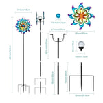 Solar Wind Spinner Metal Bird of Paradise Kinetic Garden Yard Art with Gradient Color Effect