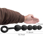 Anal Beads, Silicone Anal Chain Link With 5 Balls And Safe O Pull Ring, Anal Butt Plug For Men Women