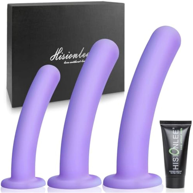 Dildo Anal Plug Trainer Kit, 3 Sizes Butt Plugs Training Silicone Dildo With Strong Suction Cup Anal Toys Prostate Vaginal G Spot Dildo Sex Toys For Men Women (Purple)