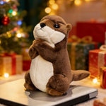 Cute Weighted Otter Stuffed Animal, 7.5" Adorable River Otter Plush Standing Prayer Toy Fluffy Soft Kawaii Plushy Home Decor Birthday Gift For Boys Girls Kids Teens Adults (Brown, 19Cm)