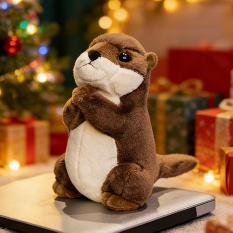 Cute Weighted Otter Stuffed Animal, 7.5" Adorable River Otter Plush Standing Prayer Toy Fluffy Soft Kawaii Plushy Home Decor Birthday Gift For Boys Girls Kids Teens Adults (Brown, 19Cm)