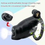 Chastity Devices Lock With 4 Cock Rings Hollow Chasity Cage Device In The Shape Of A Dog Dildo Penis Sm Bondage Fetish Sex Toys Set For Men, Couples (L,Black)