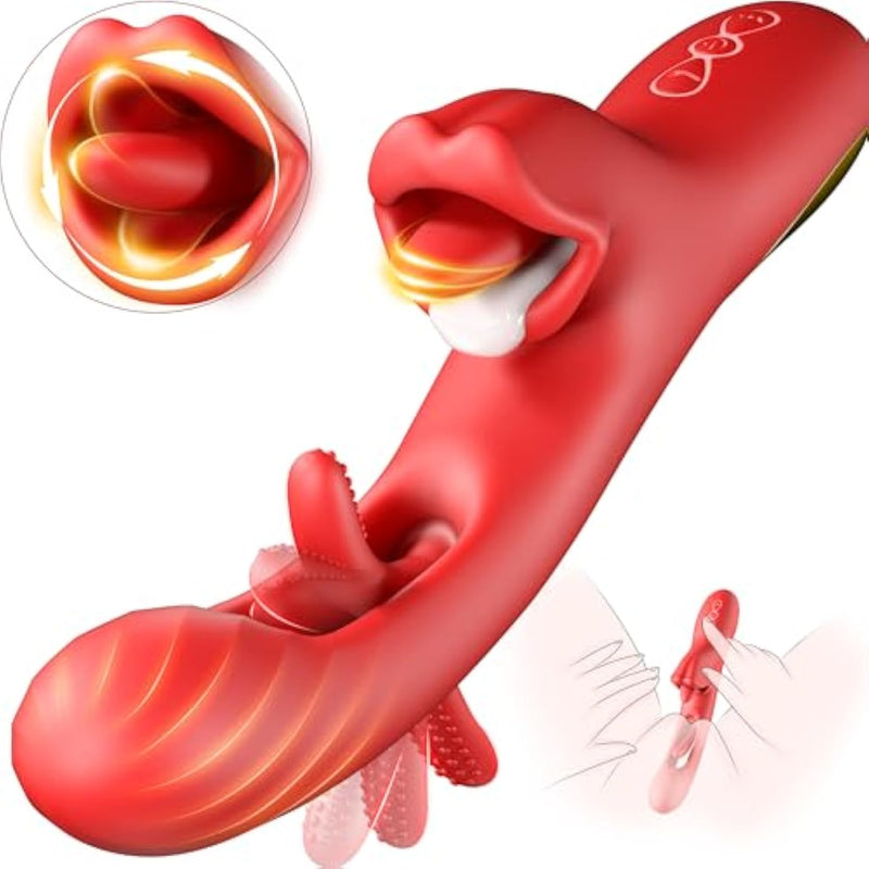 Vibrators Adult Sex Toys For Women, Tongue Dildo Rose Sex Toy With 7 Licking & Flapping Modes, 7 Vibrations Thrusting Vibrator, G Spot Vibrator Clit Stimulator Adult Sex Toys Couple Sex Toy
