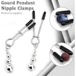Nipple Clamps Non Piercing With Gourd Bell Pendant Adjustable Nipple Clips For Pressure Decoration Body Jewelry Accessory Sex Toy For Women Men Sex Pleasure Fun