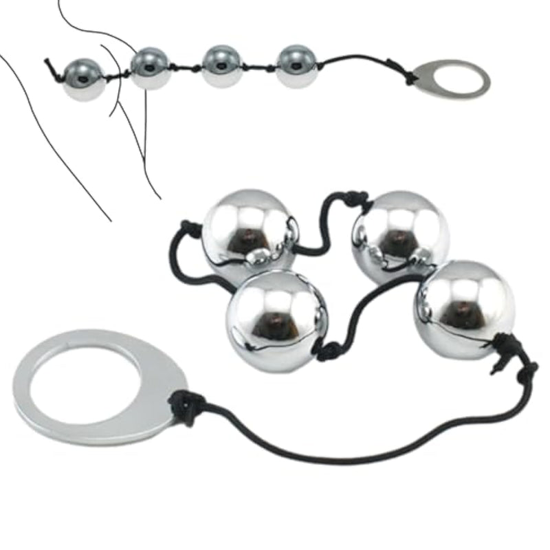 Anal Beads Sm Butt Plug Set 4 Weighted Metal Kegel Balls With Pull Ring Silicone Rope Prostate Massager Bdsm Tools Erotic Toys For Men Women Couples Large Xl Dehner Vaginal Vagina Sex Ball Products