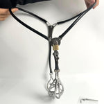 Male Invisible Chastity Belt Cage Stainless Steel Sexy Underwear Adjustable Device Hollow Bondage Sex Toy With Hole Bdsm (Black, 90-110Cm)