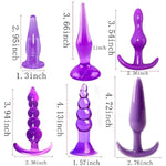 Butt Plugs, 6 Pcs Anal Training Kit Soft Jelly Anal Plug G-Spot Prostate Massager Anus Trainer For Adult Masturbation Sm Beginner Gay Couple Sex Game Play For Men Women Couples(Purple)