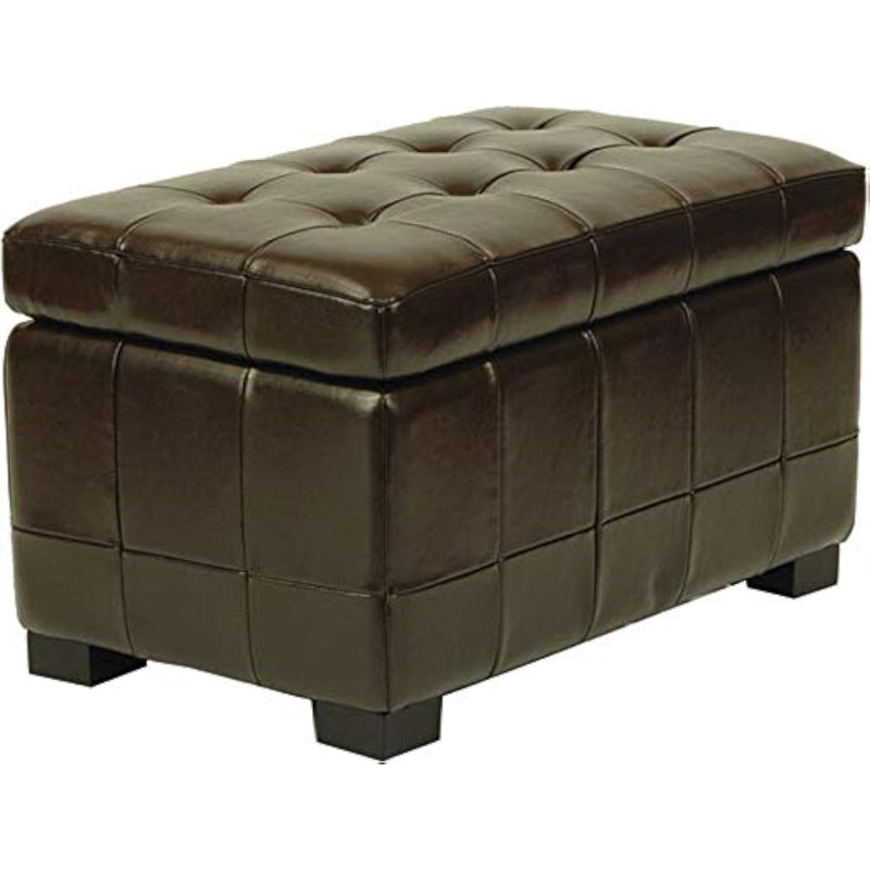 Hudson Collection Nolita Brown Leather Small Storage Bench