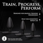 Bum-Tastic Silicone Anal Plug Trainer Set with Harness. Premium Silicone Butt Plug Sex Pegging Toy for Men, Women and Adult Couples. 3 Anal Plugs Included, Small, Medium & Large