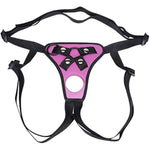 Adjustable Strap On Dildo Harness, Double Hole Pegging Harness Leather Soft Ring Belt For Male (Purple)