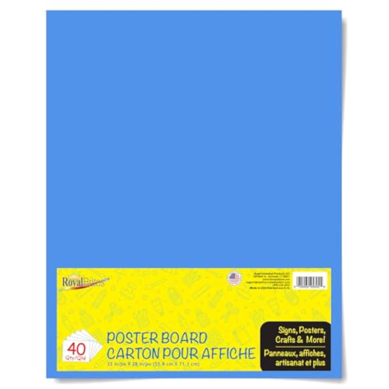 40 Count Blue 22 x 28 Inch Poster Board, 2-Sided Water & Fade Resistant