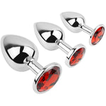 Anal Butt Plug 3Pcs Trainer Kit Metal Butt Plug Anal Trainer Toys Fetish Kinky Sex Love Games For Starter Beginner Men Women Couples (Red)