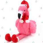 8 Inch Christmas Stuffed Animal Christmas Plush Doll With Santa Hat For Holiday Decoration Winter Gifts(Flamingo Style)