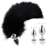 Anal Plug For Cosplay Stainless Steel Real Fox Tail Anal Plug Sex Toys Tail Plug Balck-Tail