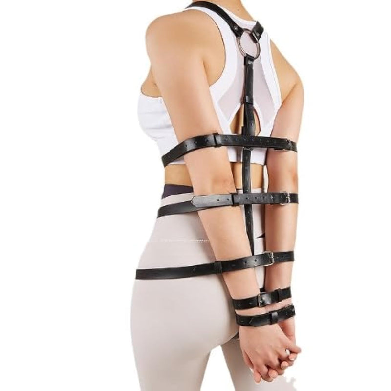 Bdsm Restraints Sets Neck To Wrist Body Harness Straps Adjustable Pu Leather Ropes Adult Sex Toys Fetish Flirt Bondage Kit For Couples Women Men